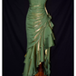 Vintage High Low Straps Ruffles Green Prom Dresses C60