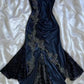 Robe de bal en dentelle sirène bleu marine sexy, robe de soirée C617