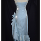 Vintage High Low Straps Ruffles Light Sky Blue Prom Dresses C62