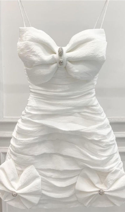 Robe mi-longue bandeau à bretelles robe de soirée blanche C632