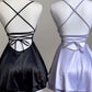 Simple A line Short Birthday Dress Satin Backless Homecoming Dresses C639