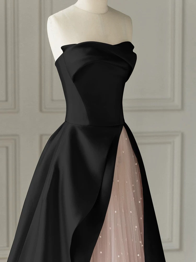 Robe de bal longue en Satin et perles, sans bretelles, en Tulle, robe de soirée, C640