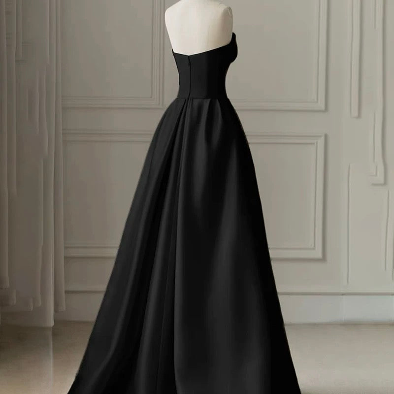 Robe de bal longue en Satin et perles, sans bretelles, en Tulle, robe de soirée, C640