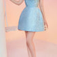 Chic A Line Short Blue Sequin Homecoming Dress 18th Birthday Outfits C643