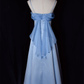 Vintage A Line Spaghetti Straps Blue Long Prom Dresses C68