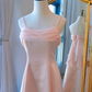 Vintage A Line Spaghetti Straps Pink Long Prom Dresses C69