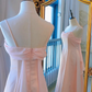 Vintage A Line Spaghetti Straps Pink Long Prom Dresses C69