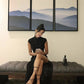 Vintage Sheath High Neckline Black Slit Long Prom Dress C738