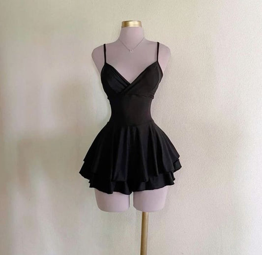 Sexy A Line Spaghetti Straps Black Short Homecoming Dress Birthday Outfits C741