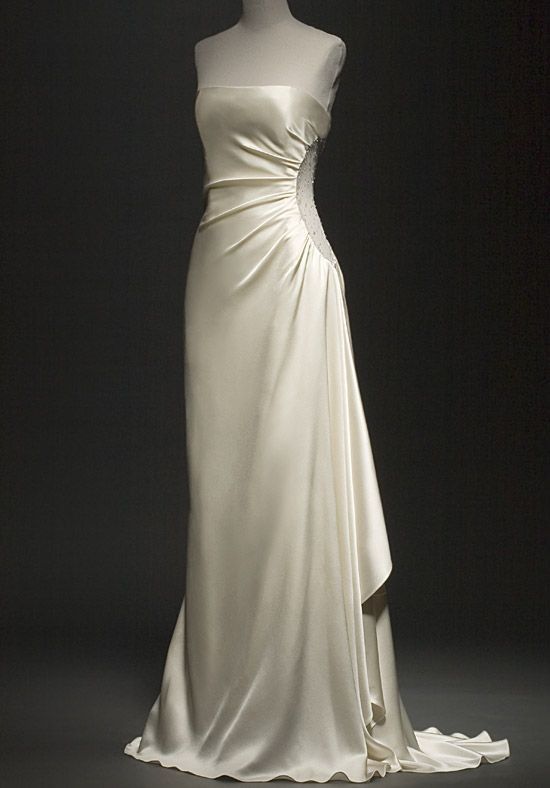 Vintage Mermaid Strapless Long Satin Wedding Dresses C792