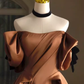 Robe de bal longue en satin marron, sexy, ligne A, épaules dénudées, C822