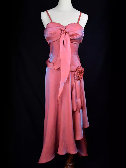 Vintage Mermaid Straps Sleeveless Pink Long Prom Dresses C83