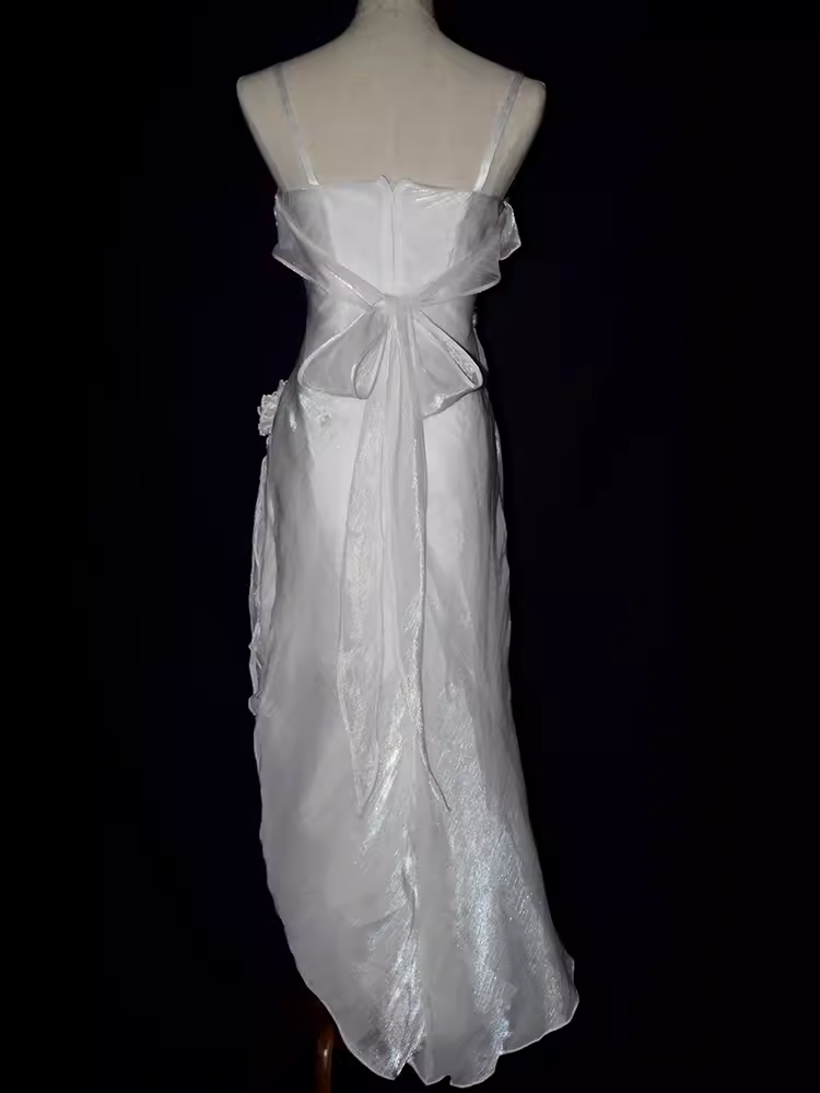 Vintage Mermaid Straps Sleeveless White Long Prom Dresses C84