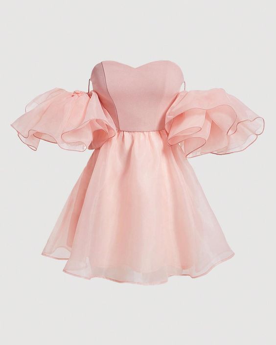 Robe de soirée courte rose Simple, tenue d'anniversaire, ligne A, C884