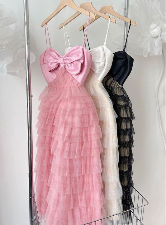 Simple A line Straps Birthday Dress Tulle Homecoming Dresses C907