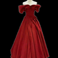 Simple A Line Off The Shoulder Red Long Prom Dresses C90