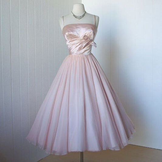 Vintage A line Straps Sleeveless Birthday Outfits Pink Homecoming Dress C913