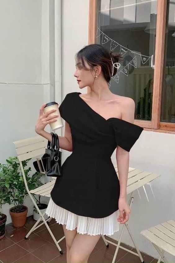 Vintage A line Off The Shoulder Black Birthday Outfits Homecoming Dress C915