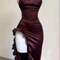 Vintage High Low Halter Burgundy Birthday Outfits Homecoming Dress C921