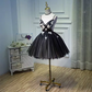 Vintage une ligne bretelles noir tenues d'anniversaire robe de soirée en Tulle C939