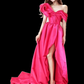 Simple A Line Strapless Satin Pink Long Prom Dresses C94