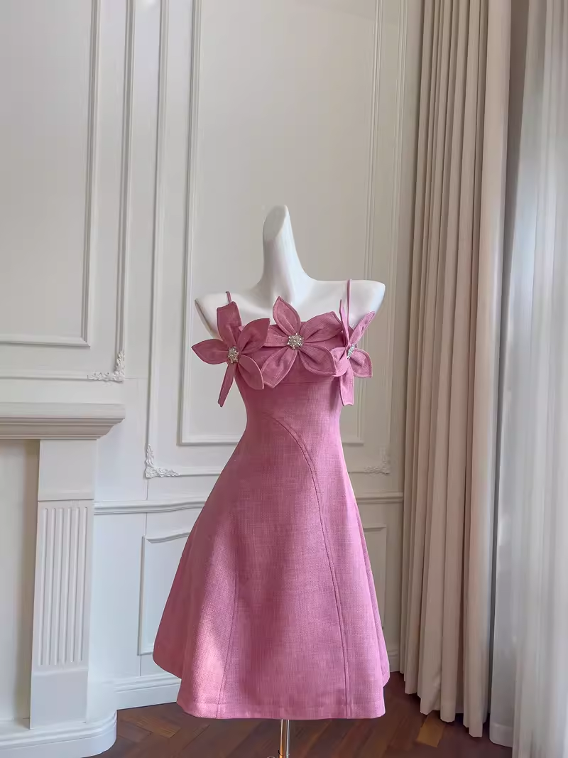 Unique une ligne bretelles robe de soirée rose tenue de 18e anniversaire C973