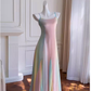 Fairytale A Line Ombre Chiffon Straps Long Prom Dress C983