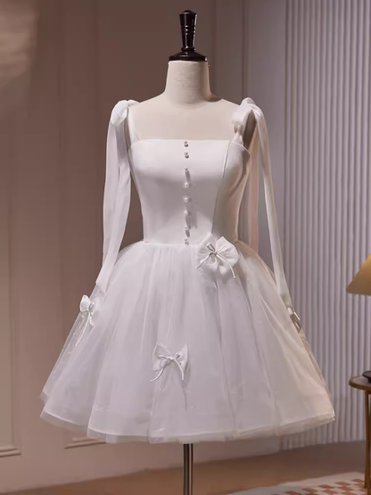 Robe de soirée en tulle blanc à bretelles trapèze, tenues de 18e anniversaire, C984