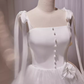 A Line Straps White Tulle Homecoming Dress 18th Birthday Outfits C984