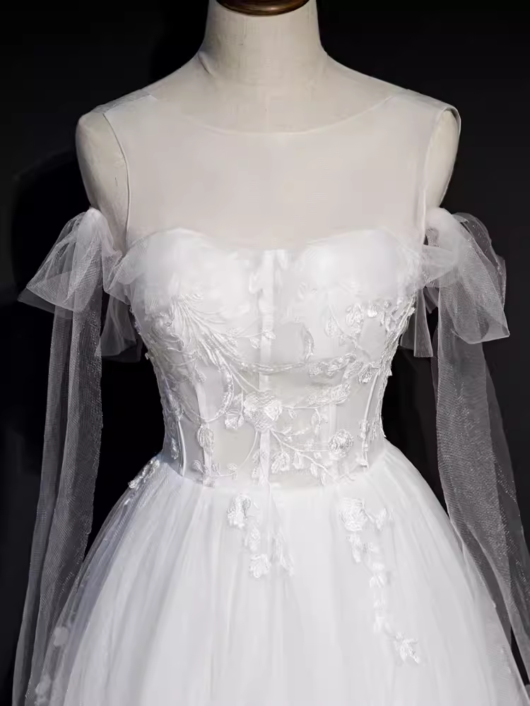 Robe de soirée en Tulle blanc, Vintage, ligne A, bretelles, tenues de 18e anniversaire, C986