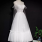 Robe de soirée en Tulle blanc, Vintage, ligne A, bretelles, tenues de 18e anniversaire, C986