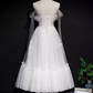 Robe de soirée en Tulle blanc, Vintage, ligne A, bretelles, tenues de 18e anniversaire, C986