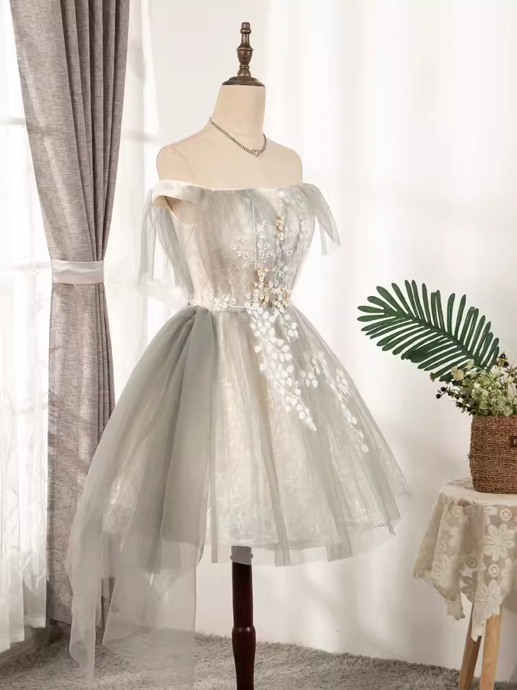 Robe de soirée en Tulle Vintage, ligne A, épaules dénudées, tenue de 18e anniversaire, C987