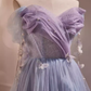 Fairytale A Line Off The Shoulder Short Sleeves Tulle Long Prom Dress C993