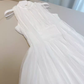 Robe de bal blanche en tulle, ligne A, décolleté haut, simple, C996