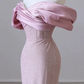 Robe de bal longue rose sirène modeste, épaules dénudées, paillettes, D016