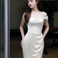 Robe de bal longue en Satin de soie, style sirène, Vintage, sans manches, D046