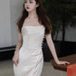 Robe de bal longue en Satin de soie, style sirène, Vintage, sans manches, D046