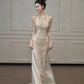 Fairytale Mermaid Halter Sleeveless Wedding Dresses Glittering Straps Pearls Wedding Dress C3555