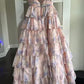 Charming Ball Gown Long Strapless Ruffles Floral Long Prom Dress B454