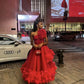 Pretty Ball Gown One Shoulder Red Tulle Ruffles Evening Dress Prom Dresses BD2529