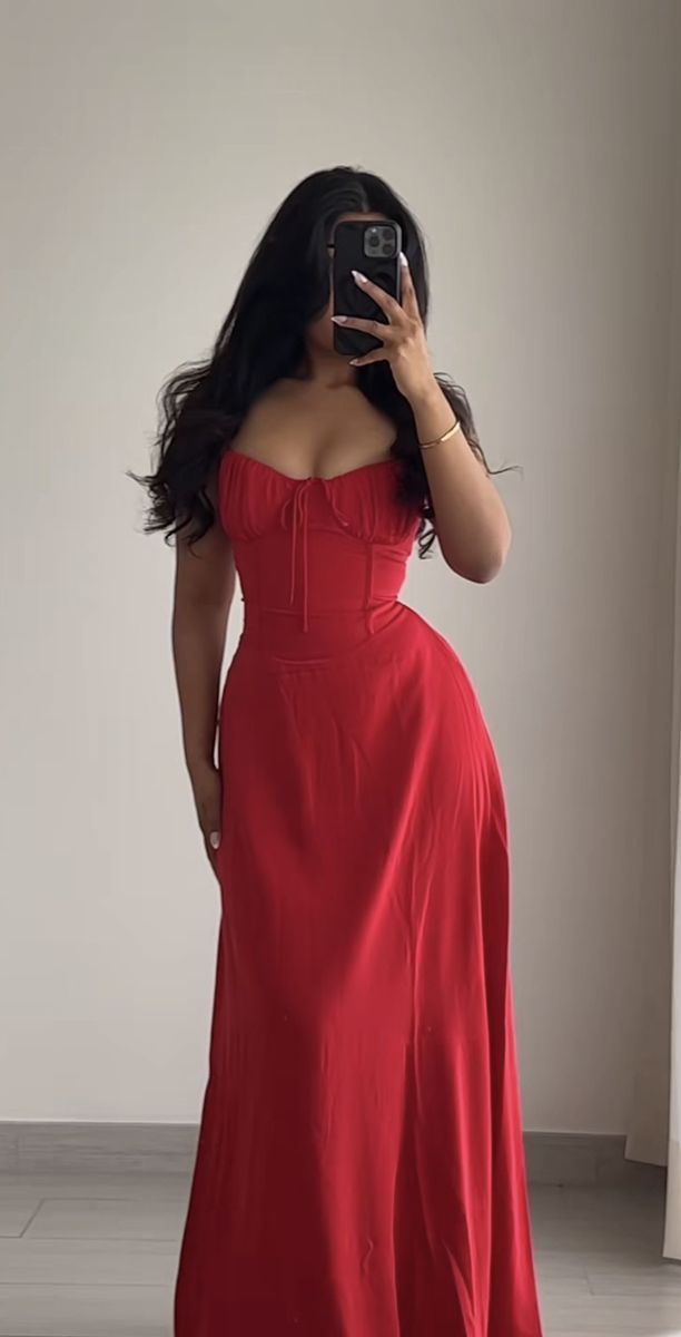 Simple A line Spaghetti Straps Red Sleeveless Long Prom Dress Formal Evening Dresses BD2542