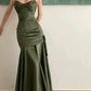 Sexy Mermaid Straps Green Party Dresses Satin Prom Dresses B531