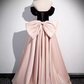 Robe de bal longue en satin rose simple, ligne A, sans bretelles, B178