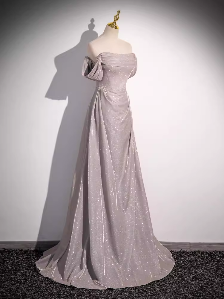 Robe de bal longue à paillettes, fourreau sexy, sans bretelles, B183