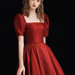 Robe de bal longue trapèze en organza bordeaux B238