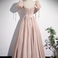 Simple A line Pink Satin Long Prom Dress B248
