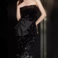 Lovely Mermaid Strapless Black Sequin Long Prom Dress B656