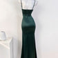 Sexy Mermaid Sleeveless Green Satin Long Prom Dress B345