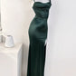 Sexy Mermaid Sleeveless Green Satin Long Prom Dress B345